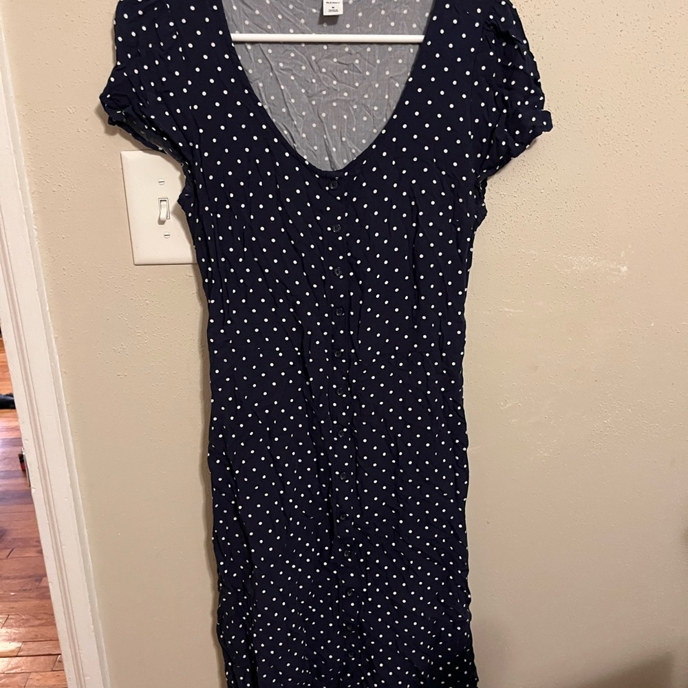 Old Navy Navy Blue Polka Dot Dress